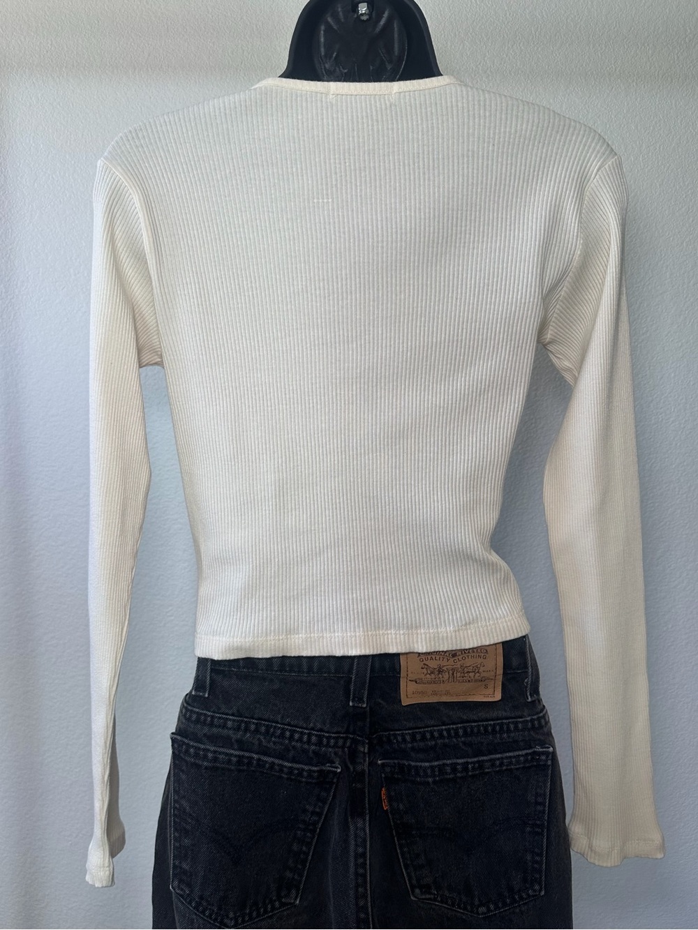 Nomad Ribbed Button Front Cream Cardigan Size Small - Picture 3 of 10